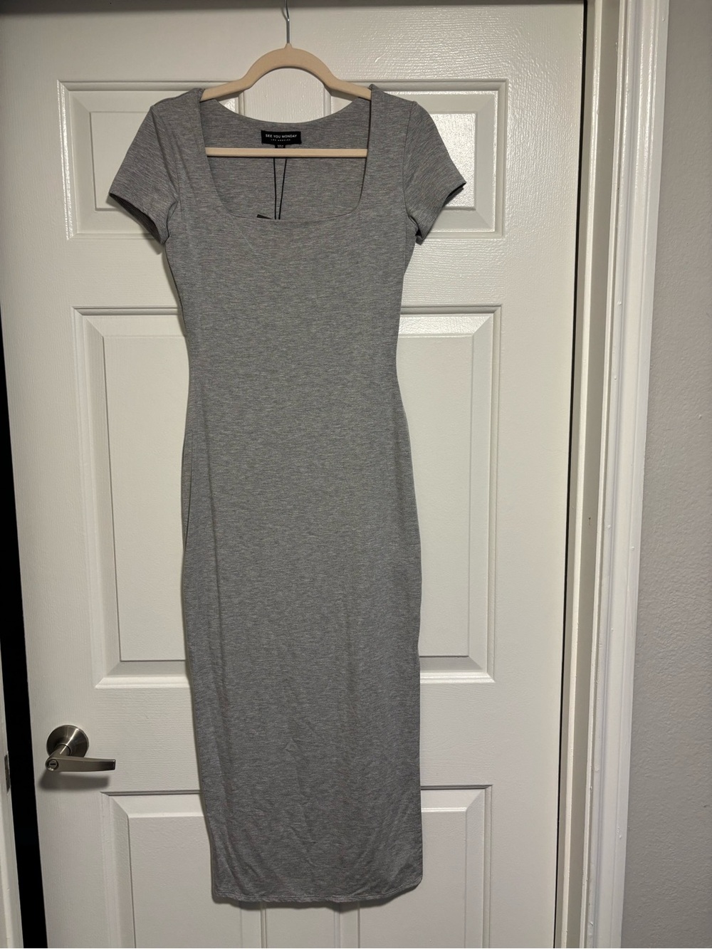 NEW See You Monday Grey Scoop Neck Midi Dress